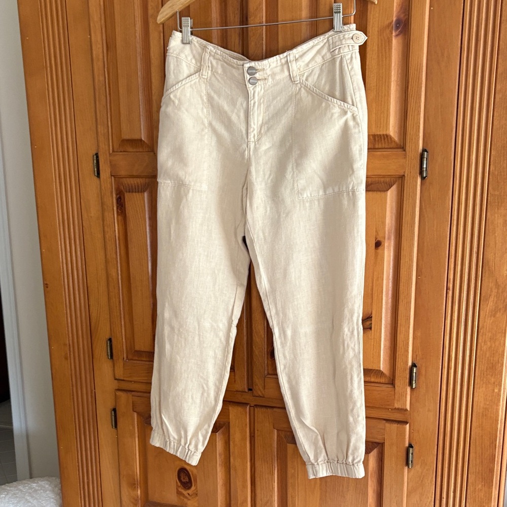 Sanctuary Linen Oat Tan Jogger Pants